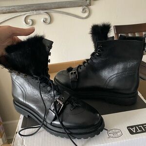 Franco Sarto rabbit fur boots